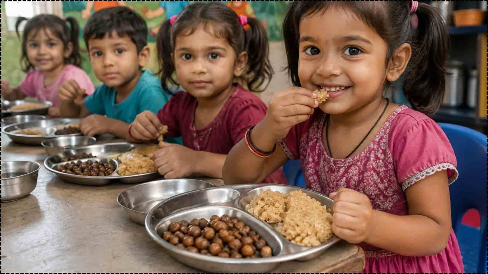 Haryana Anganwadi News Menu change  Churma and black chickpeas.