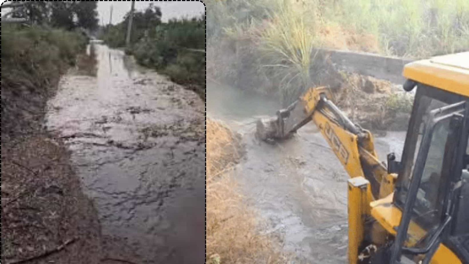 Narwana Minor breached water flooded the road and fields