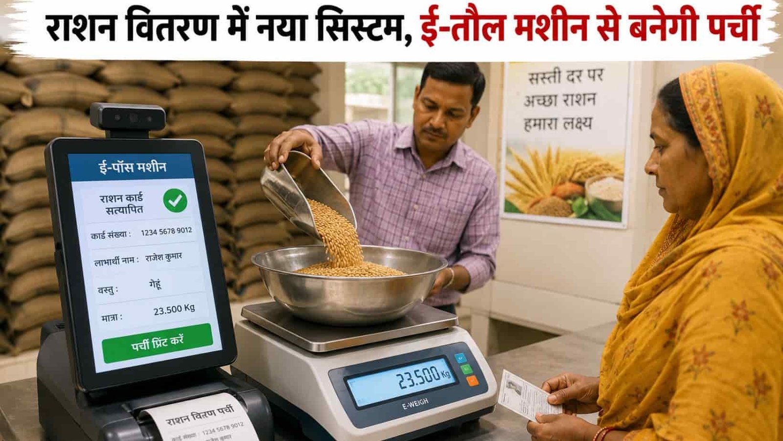 Haryana Ration Card Distribution e-Weighing Mach